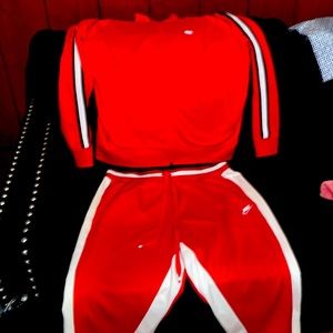 Red and white Nike Air men’s track suit size 2xl  bottom and Xl top
